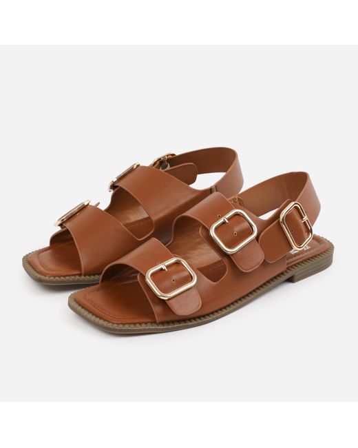 Where's That From Brown Pu Cher Flatform Sandal