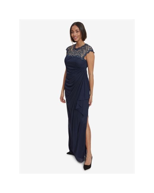 Gina Bacconi Blue Eleanor Maxi Mesh Dress With Cutout Back