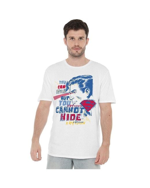 Dc Comics White Superman Cannot Hide Xray Vision T-Shirt for men