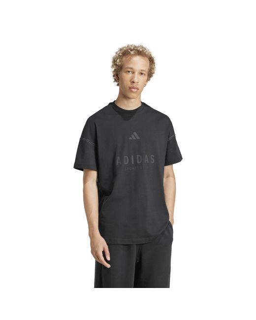 Adidas Black All Season Graphic Cotton T-Shirt for men
