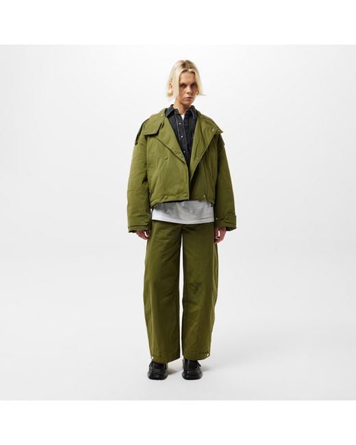 EDITED Green Agatha Cropped Double Breasted Cotton Long Sleeve Coach Jacket