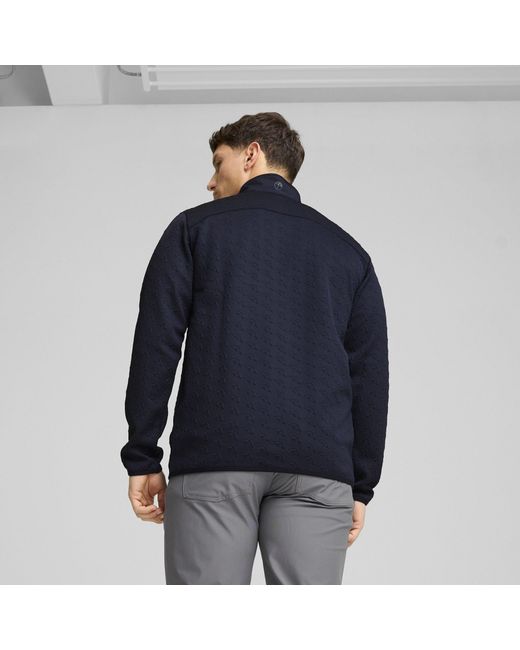 PUMA Blue Jac 1/4 Zip Long Sleeve Performance Polo Shirt for men