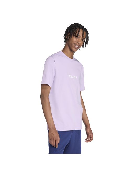 Adidas Purple Essentials Single Jersey Logo T-Shirt for men