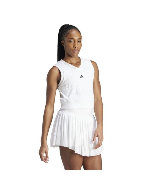 Adidas White Tennis Pro Aeroready Crop Top