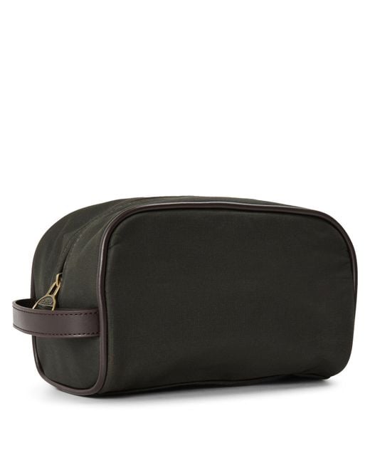 Barbour Black Waxed Water Resistant Wash Bag for men