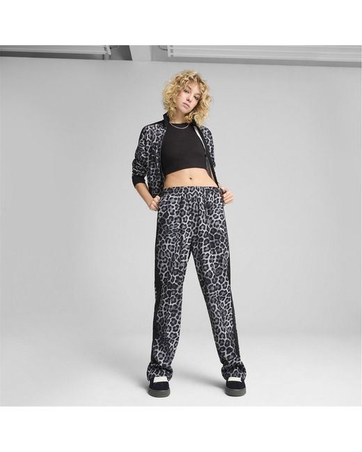 PUMA Black T7 Leo Luxe All Over Print Open Hem Joggers
