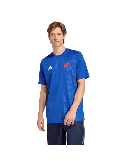 Adidas Blue France Rugby Supporter T-Shirt 2025 Adults for men
