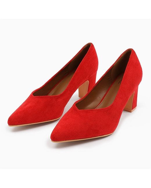 Where's That From Red Serena Extra Wide Fit Block Heel With Pointed Toe