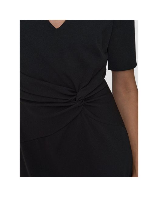 Gina Bacconi Black Kiara V Neck Twist Midi Dress