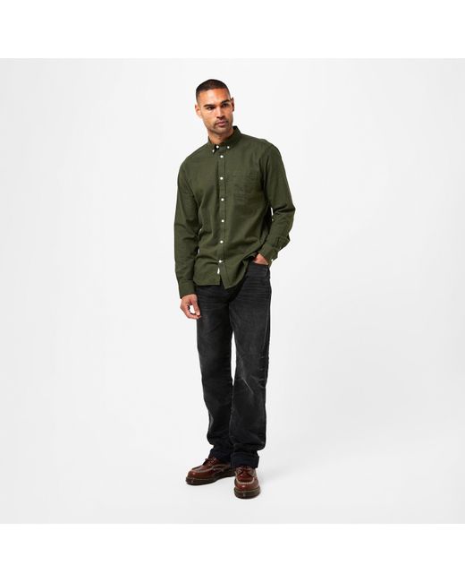 ONLY Green Long-Sleeve Plain Shirt for men