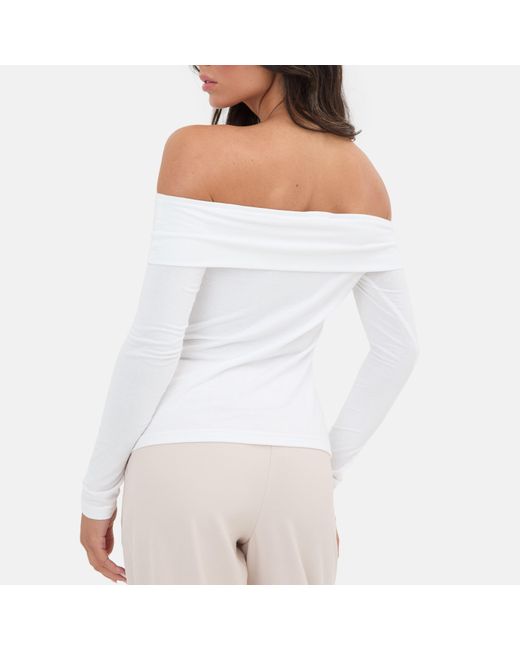 I Saw It First White Popper Front Bardot Top