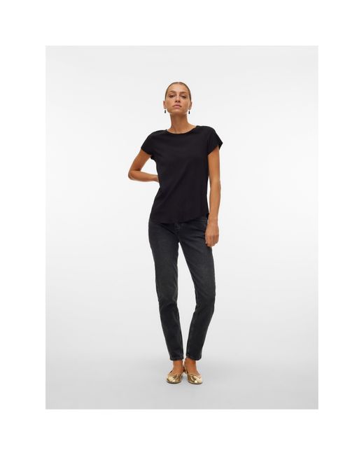 Vero Moda Black Bella Short-Sleeve Regular Fit T-Shirt