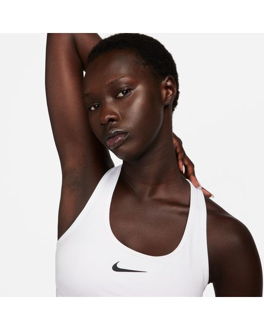 Nike White Swoosh Medium-Support 1-Piece Pad Sports Bra