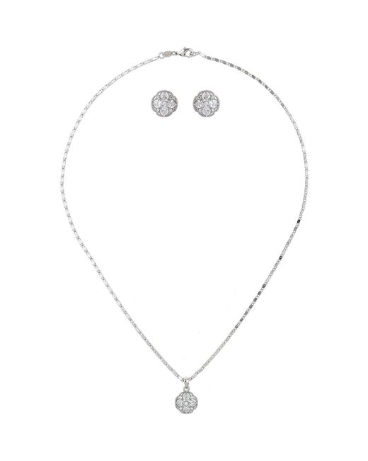Mason Knight Yager Metallic Crystal Round Flowe Necklace Earring Set