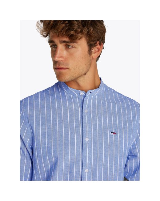 Tommy Hilfiger Blue Tj Linen Long-Sleeve Patterned Shirt for men