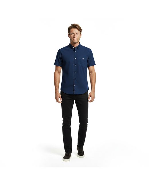 Gant Blue Classic Poplin Short Sleeve Shirt for men