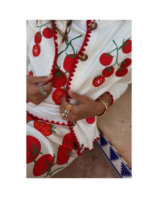 Never Fully Dressed Tomato Embroidered Cardigan
