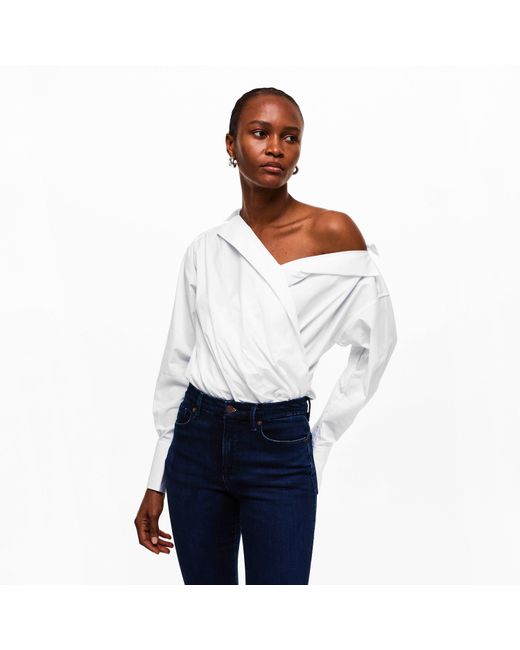 GOOD AMERICAN White Poplin Bodysuit