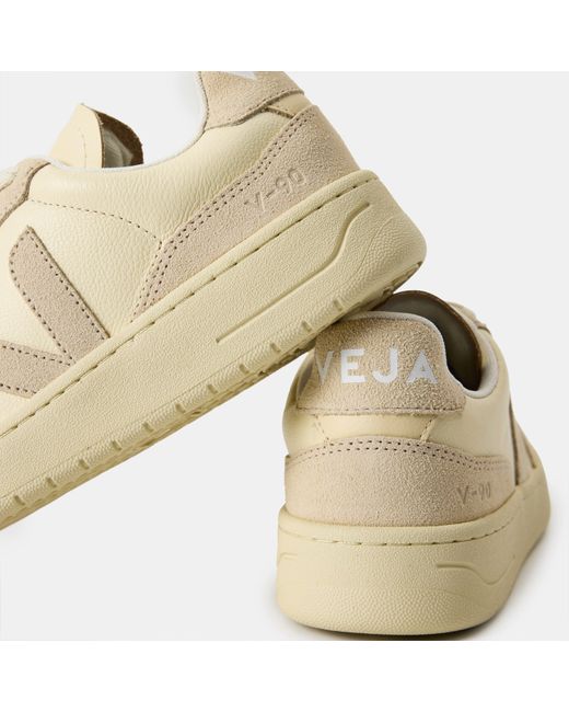Veja Natural Bastle Leather Court Trainers