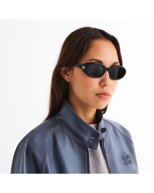 Miu Miu Black Sun 0Mu B09S Ld63 Oval Sunglasses