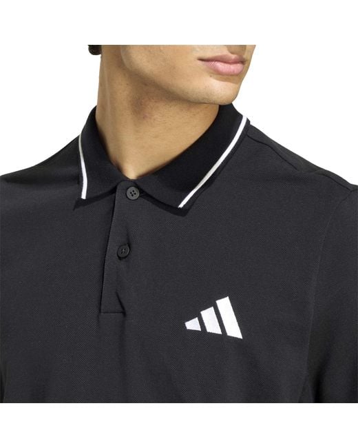 Adidas Blue Essentials Cotton 3-Stripes Polo Shirt for men