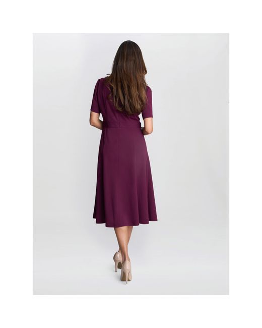 Gina Bacconi Purple Mel Fit And Flare Midi Dress
