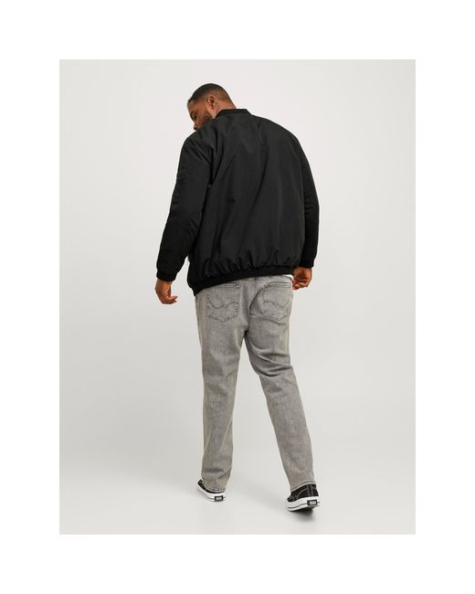 Jack & Jones Black Rush Plus Size Long Sleeve Bomber Jacket for men