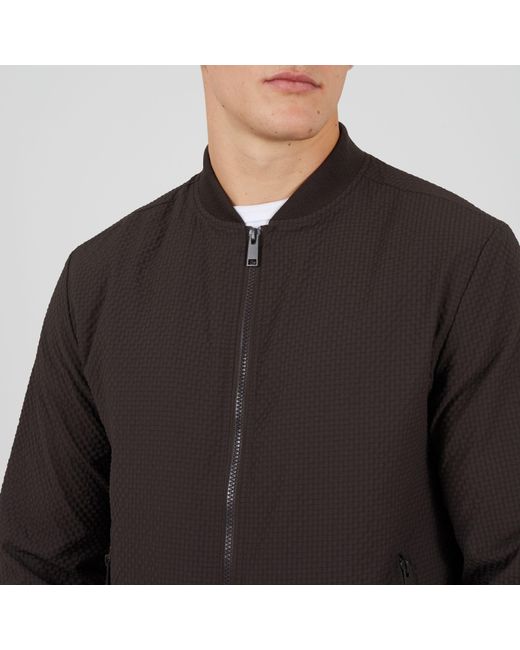 Brave Soul Black Seersucker Bomber Jacket for men