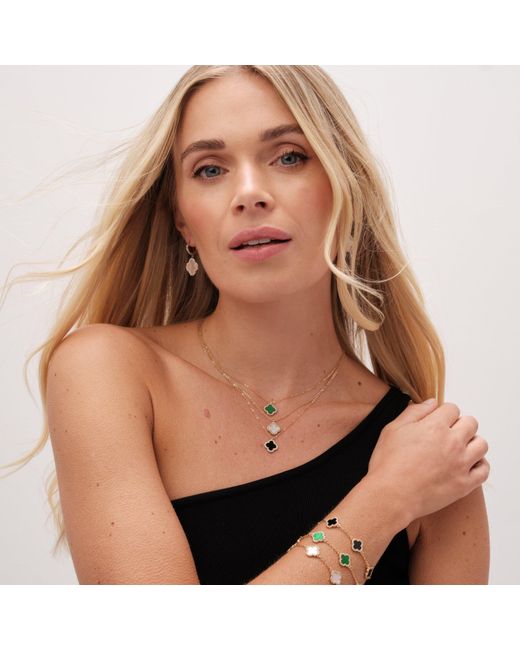 Jon Richard Metallic Plated And Malachite Clover Pendant Necklace