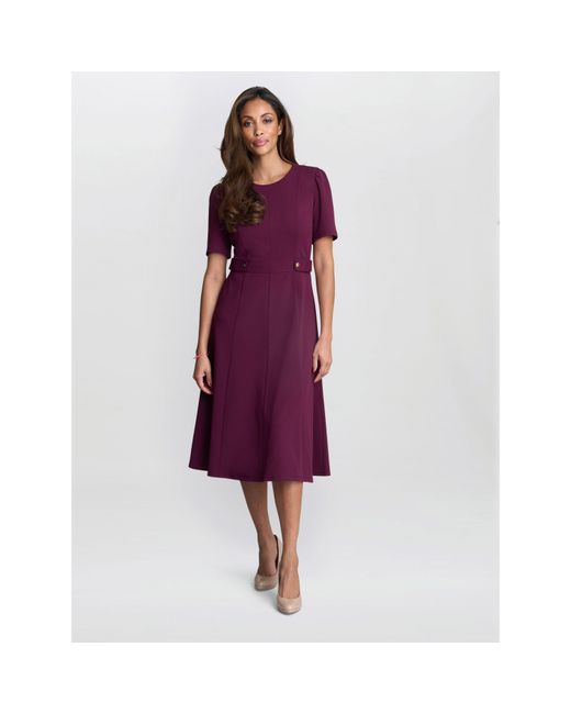 Gina Bacconi Purple Mel Fit And Flare Midi Dress