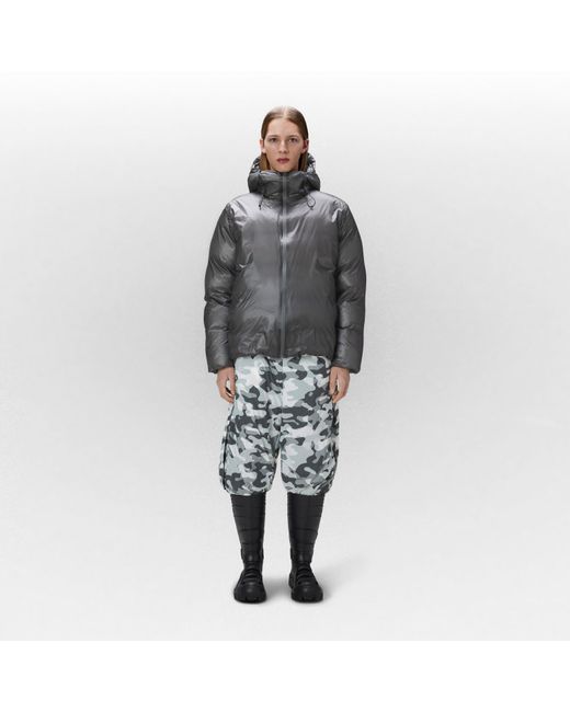 Rains Gray Weather-Resistant Short Puffer Jacket for men