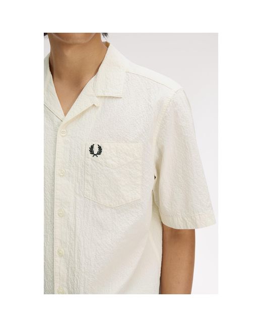 Fred Perry White Short Sleeve Plain Shirt for men