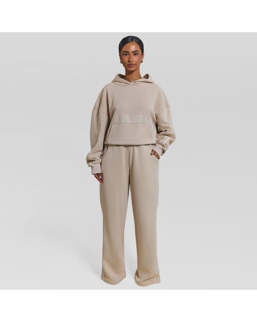 Mars the Label Natural Kiera Open Hem Fleece Jogging Bottoms