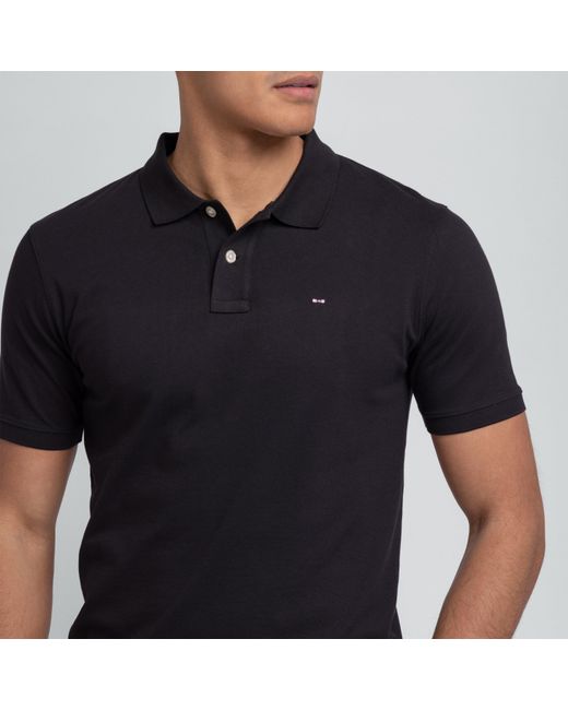 Eden Park Black Stretch Pima Cotton Polo for men