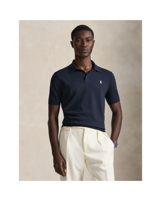 Polo Ralph Lauren Blue Web Stripe-trimmed Cotton-piqué Polo Shirt for men