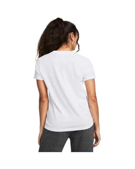 Under Armour White Rival Core Short Sleeve Luxe