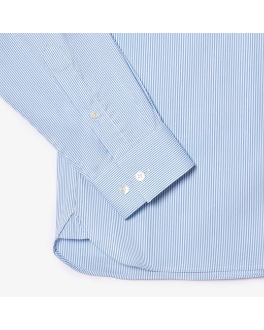 Lacoste Blue Slim Fit Striped Stretch Poplin Shirt for men