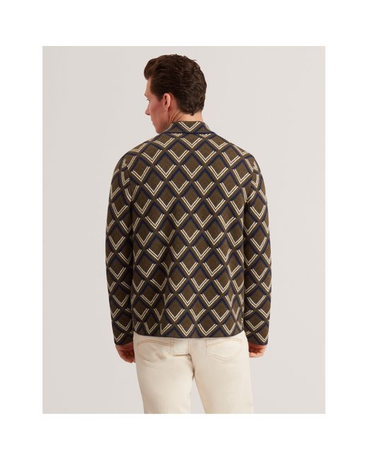 Ted Baker Gray Jacquard Fitted Hybrid Jacket for men