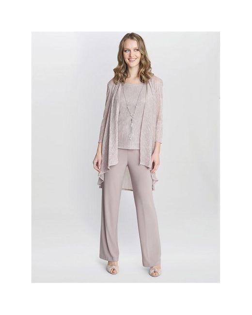 Gina Bacconi Pink Natasha 3 Piece Metallic Trouser Suit
