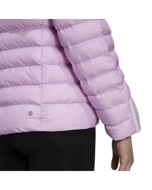 Adidas Purple Itavic Three Stripe Water-Repellent Long Sleeve Bomber Jacket