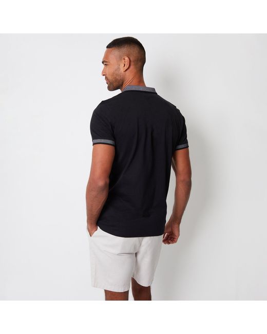 Threadbare Blue Birdseye Collar Cotton Jersey Polo Shirt for men