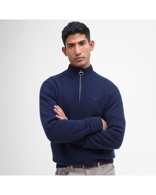 Barbour Blue Grangetown Half Zip Jumper for men