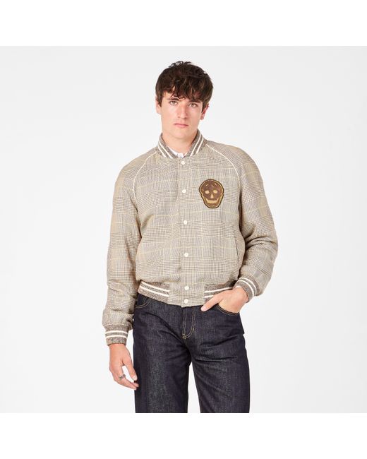 McQueen Natural Structured Bomber Jacket for men