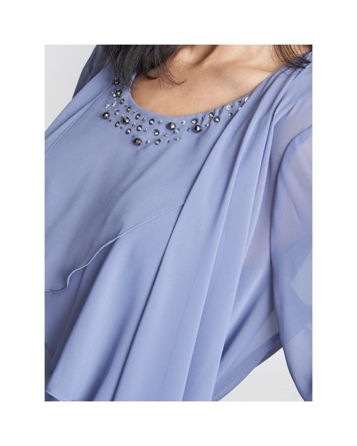 Gina Bacconi Blue Lois Jacket Dress With Tiered Bodice