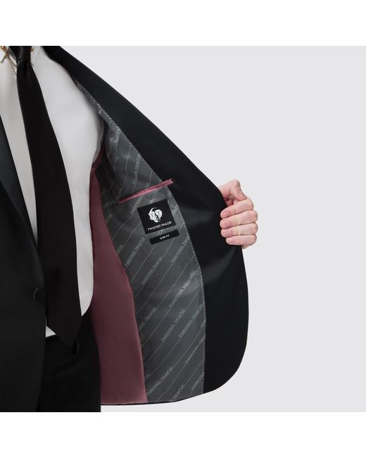 Twisted Tailor Black Kemp Slim Fit Tux Jacket for men