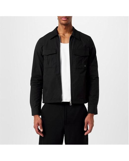PS by Paul Smith Black Zip Patch Overshirt for men