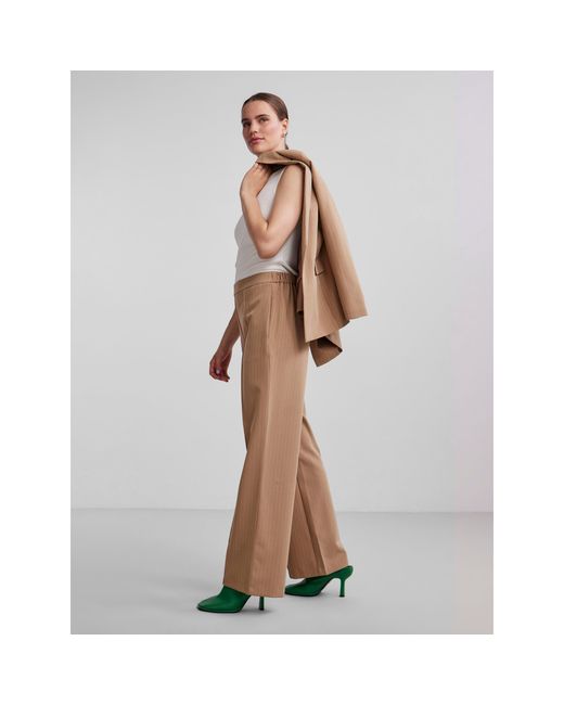 Pieces Brown High Waist Wide Straight Leg Trouser