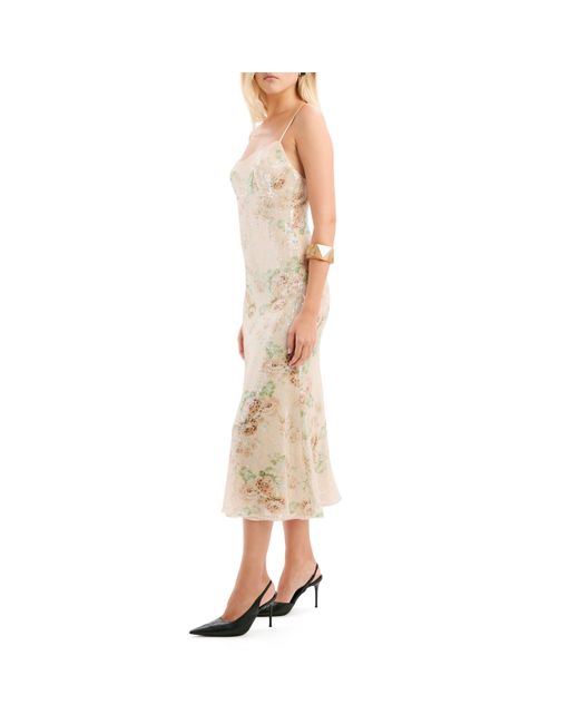 Bardot White Adoni Sequin Mesh Midi Dress