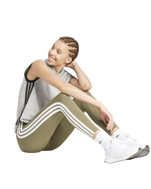 Adidas Green Essentials 3 Stripe Leggings