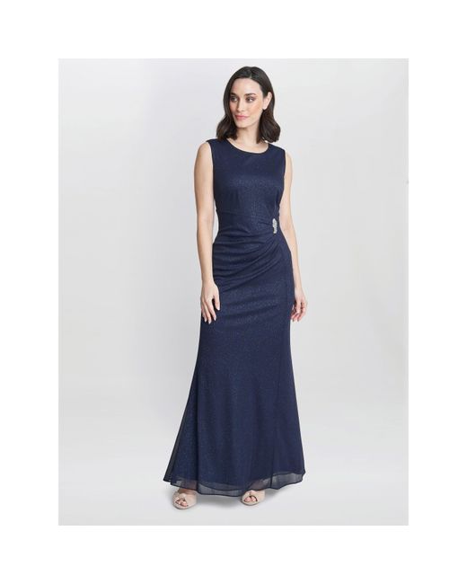 Gina Bacconi Blue Alicia Maxi Dress With Matching Shawl